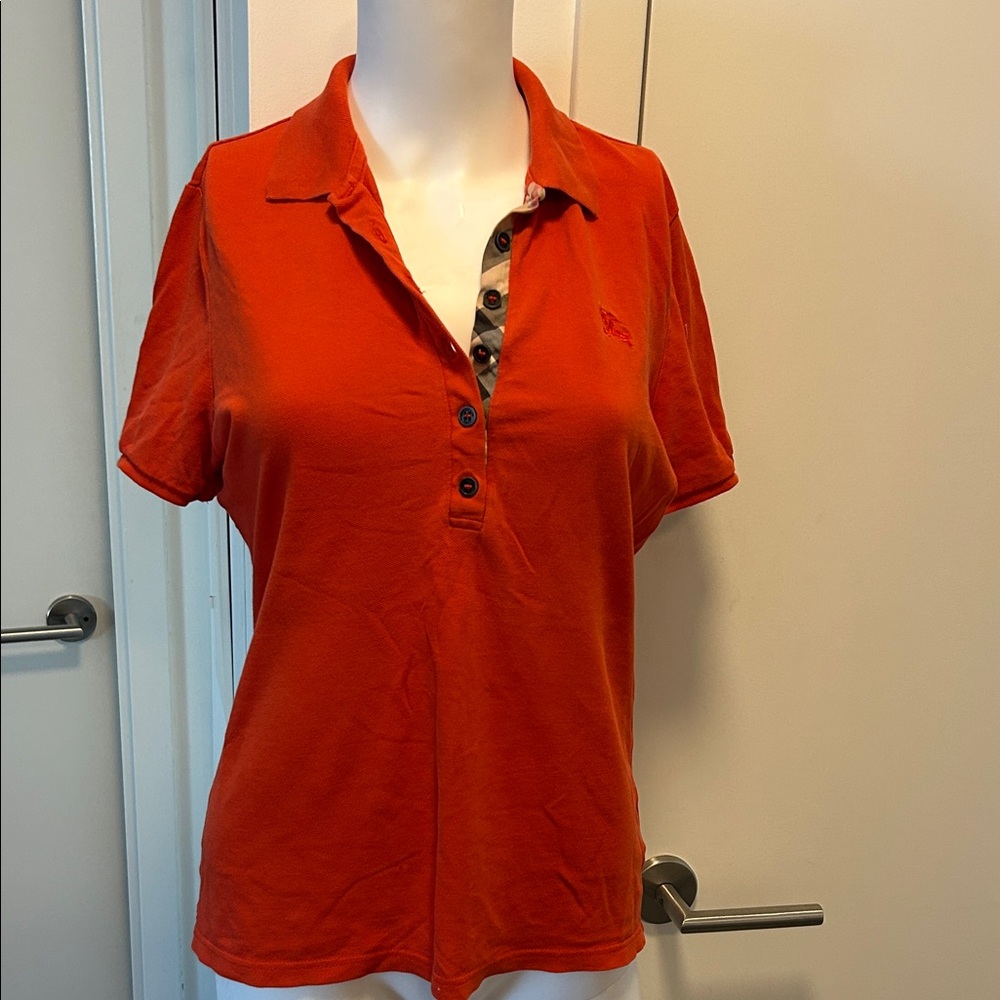 Burberry Vibrant Orange Button Down Shirt
